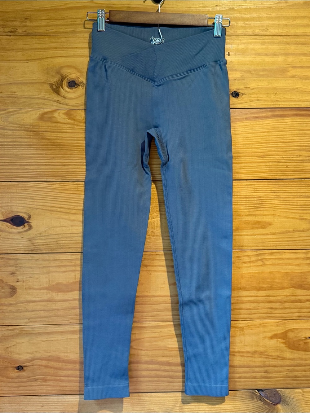 OQQ Ribbed High Waist Cross Over Leggings Gray Grey Medium M Activewear Workout